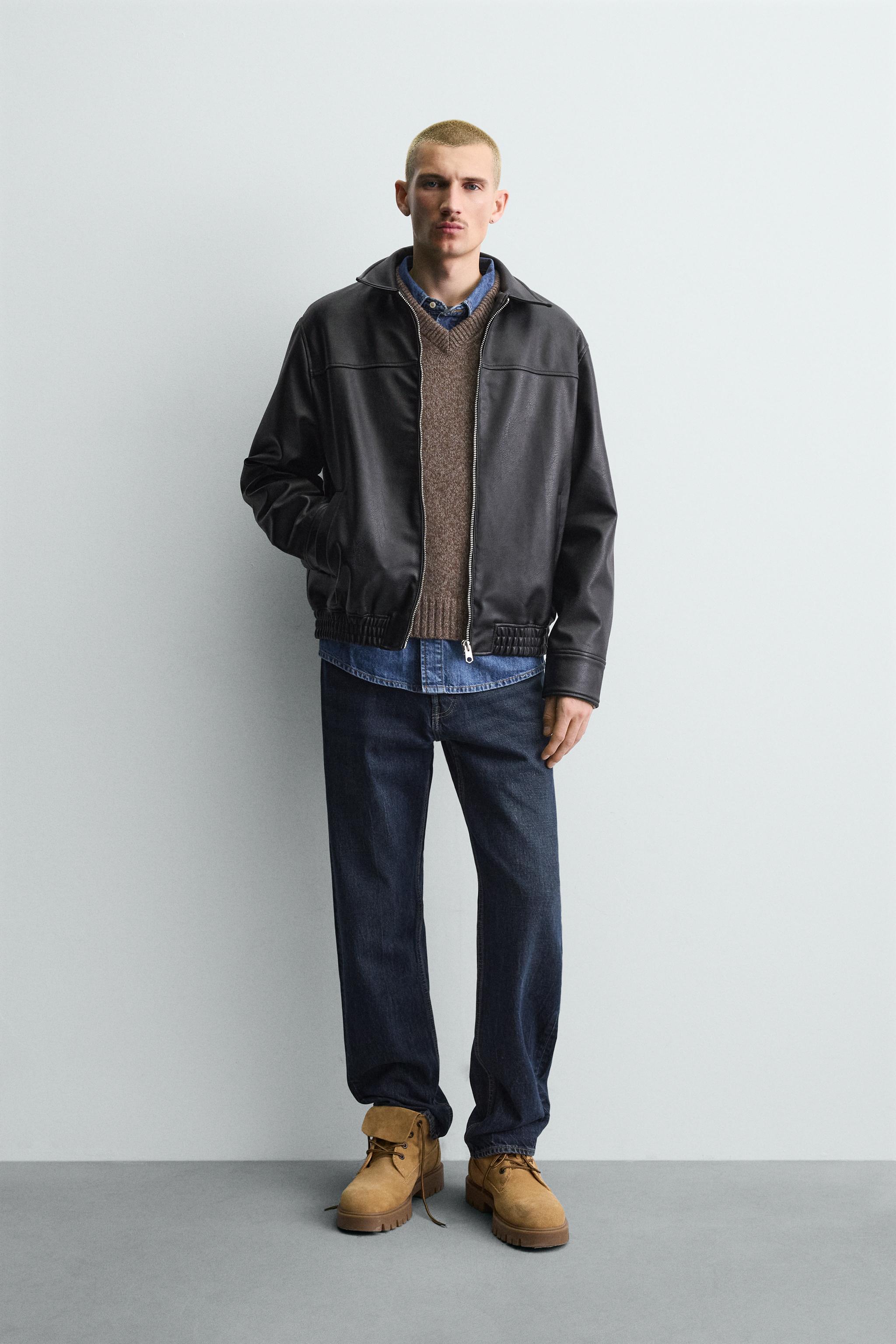 FAUX LEATHER BOMBER JACKET